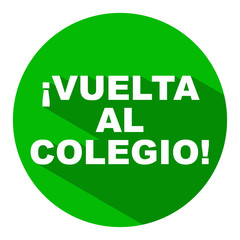 Icono redondo texto VUELTA AL COLEGIO 