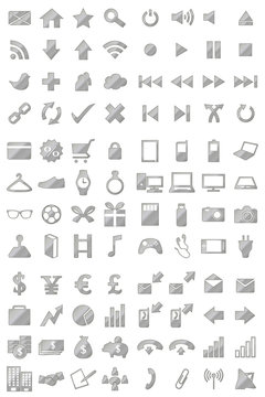 96 Icons Set Silver