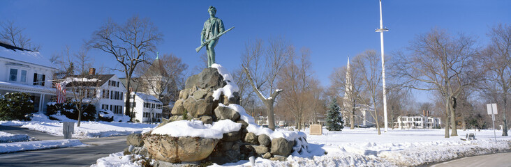 Revolutionary War memorial in winter, Lexington, Massachusetts