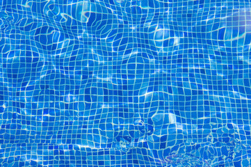 Mosaic Tiles in Swimming Pool - Cool Blue Water for use as Background or Wallpaper