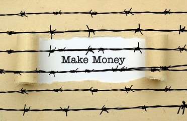 Make money text against barbwire