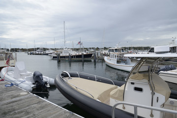 docked boats in harbor in Stonington Connecticut