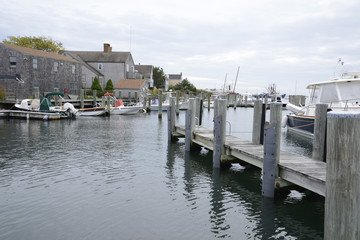 boats docked in the harbor by Stonington Connecticut