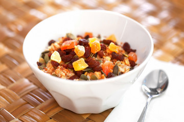 Cereal with dried fruits and nuts