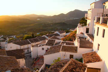 SPAIN, ANDALUSIA ZAHARA: Sunset in beautiful Spanish town: Zahara