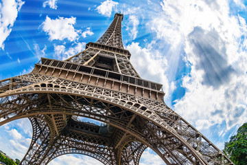 Fototapeta na wymiar Eiffelturm - Weitwinkel Aufnahme