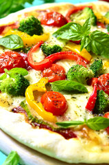 Fresh homemade veggie pizza.