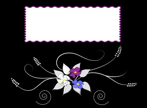 Dark floral postcard with label for text