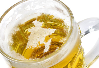 Beer head shaped as Bangladesh in a beer mug.(series)