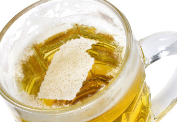 Beer head shaped as Northern Territory in a beer mug.(series)