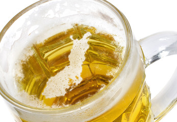 Beer head shaped as Finland in a beer mug.(series)