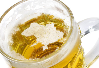 Beer head shaped as Ukraine in a beer mug.(series)