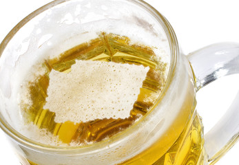 Beer head shaped as Washington in a beer mug.(series)