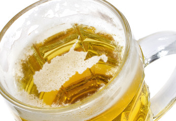 Beer head shaped as West Virginia in a beer mug.(series)