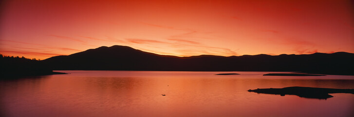 Sunset at Ashokan Reservoir, Catskill Forest Preserve near Woodstock, New York