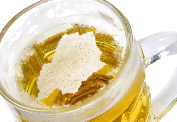 Beer head shaped as Botswana in a beer mug.(series)