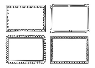 vintage photo frame in doodle style