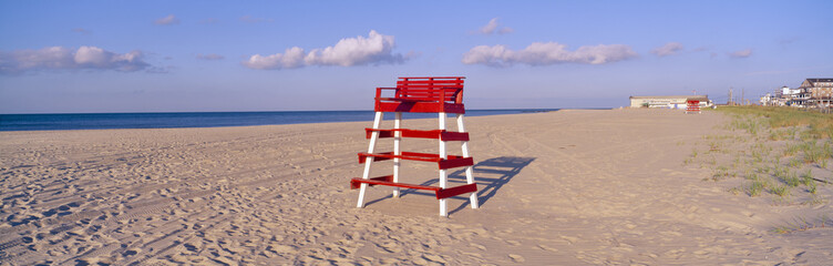 Lifeguard chair at the beach in morning, Cape May, New Jersey