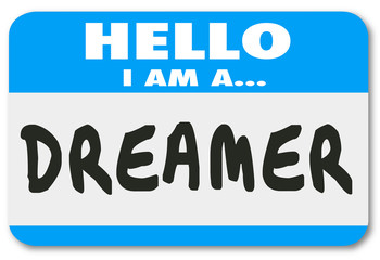 Hello I Am a Dreamer Name Tag Sticker Creativity Imagination Big