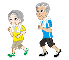 Running Senior Couple, Short sleeve