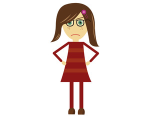 Vector illustration of an angry girl.
