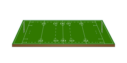 Rugby Union Field 3D with Goalposts