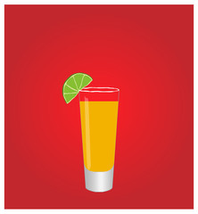 Minimalist Drinks List with Tequila Red Background EPS10