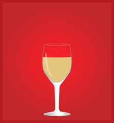 Minimalist Drinks List with White Wine Red Background EPS10