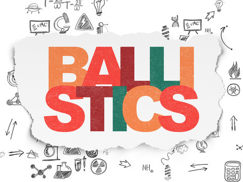 Science concept: Ballistics on Torn Paper background