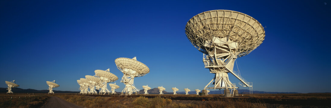 This is the Very Large Array or VLA at the National Radio Astronomy Observatory. It represents communication.