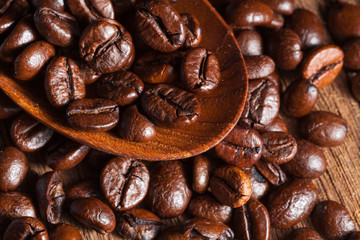coffee beans with vintage style background.