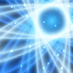 Abstract background - blue neon flower in space