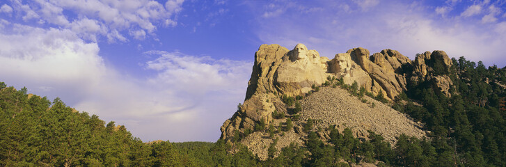 This is Mount Rushmore National Monument set into the mountain showing its natural surroundings...