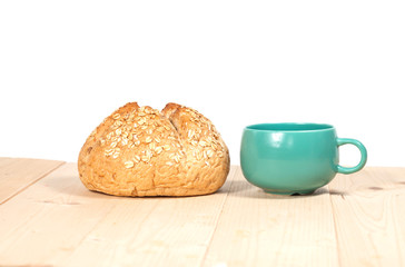 bread and cup of coffee