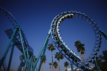 This is the roller coaster at Knott's Berry Farm in Buena Park. This ride is called Montezuma's...