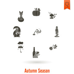 Set of Flat Autumn Icons