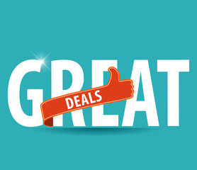 Great Deals Colorful Vector Icon Design with thumbs up sign - vector eps10