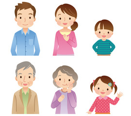 三世代家族　6人　アイコン