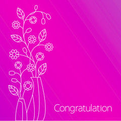 Congratulation card with flowersm vector