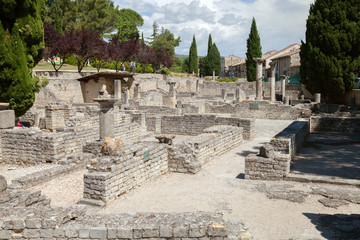 Roman Ruins in Vaison-la-Romaine in summer hot day, France