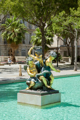 The fountain at Palace of Justice in Marseille, France