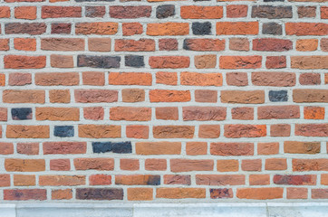 Medieval red brick wall 