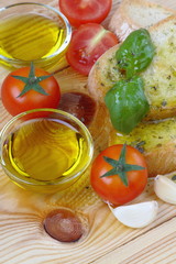 Pane , pomodoro , olio e sale