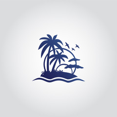 Fototapeta na wymiar Tropical island / holiday icon, design element, vector illustration