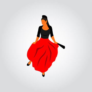 Dansing girl icon, design element, vector illustration