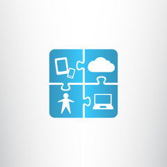 Networking icons on blue background. Vector illustration