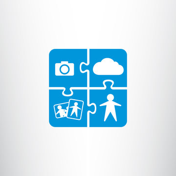 Networking icons on blue background. Vector illustration