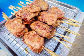 Traditional Thai style grilled pork, Thai cuisine.