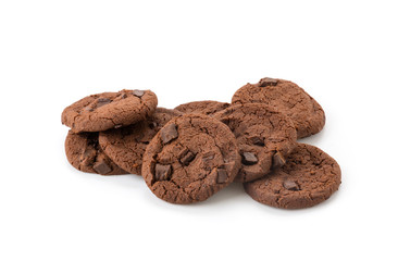 Fototapeta na wymiar soft dark chocolate brownie cookies on white