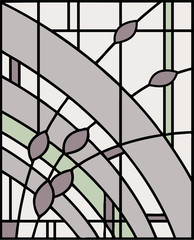 Abstract design, stained glass window, vector